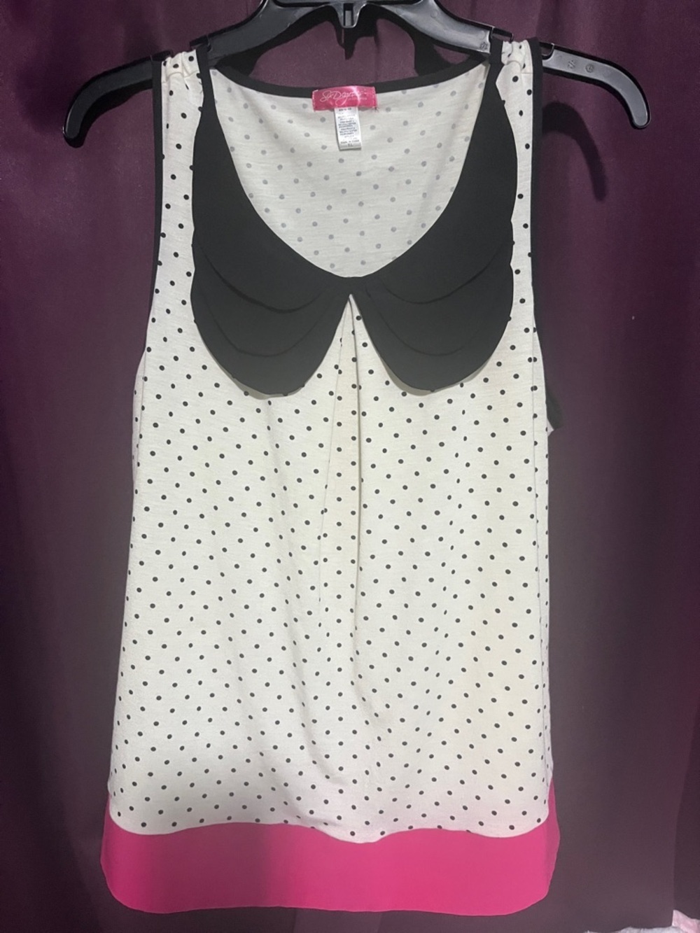 Six Degrees of Separation Polka Dot Camisole with Layered Scallop Collar